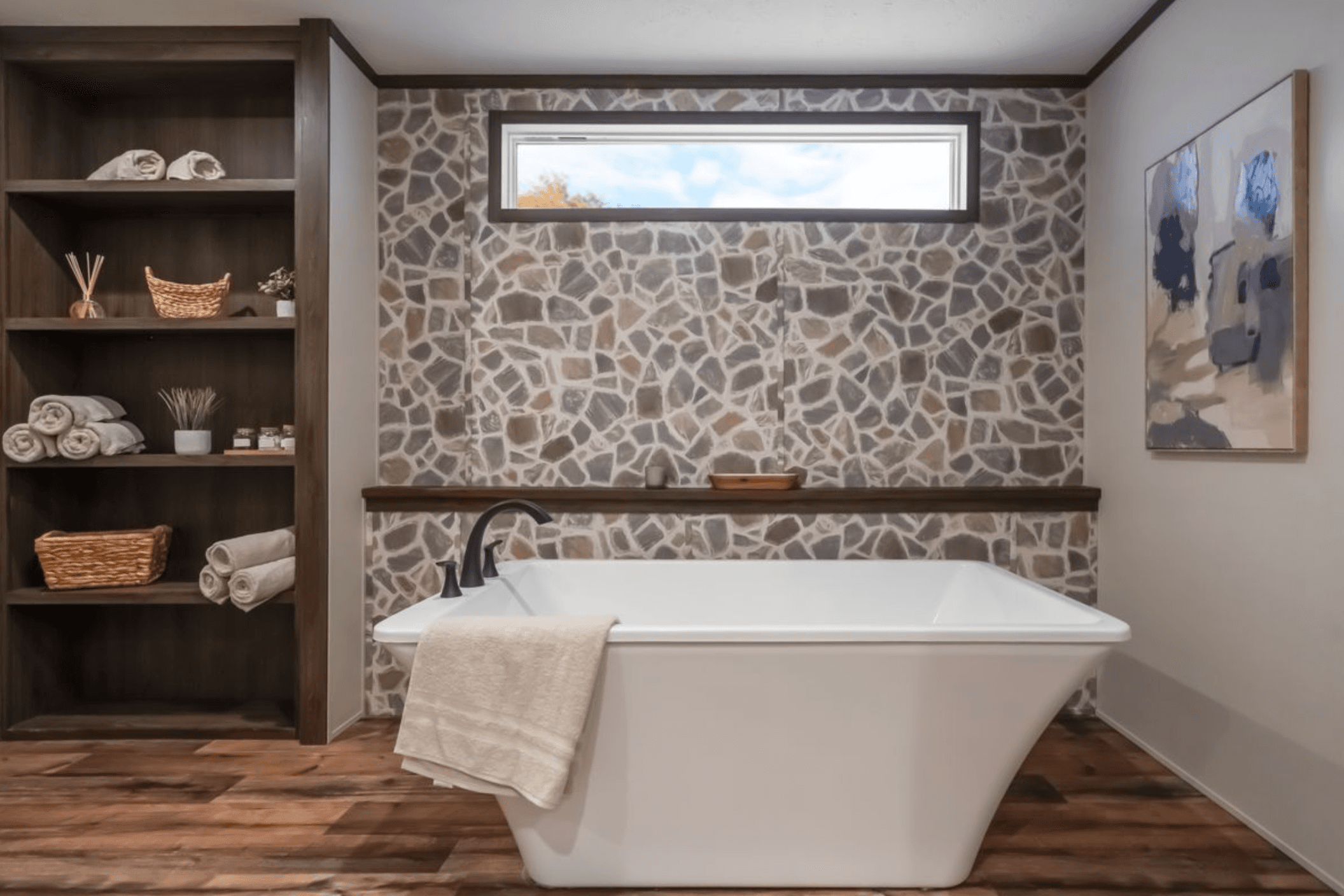 Mountain view bathroom home features
